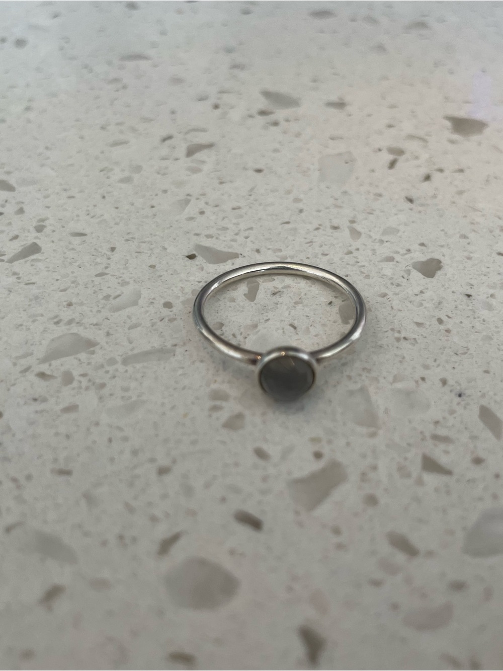 Pandora Silver Ring with Gray Stone